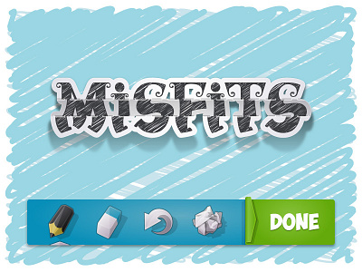 Misfits Drawing Tools button design drawing eraser game icon pencil tool trash ui undo vector