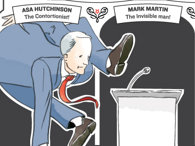 Asa Hutchinson and Mark Martin arkansas democrats drawing editorial election illustration little rock politics republicans water color