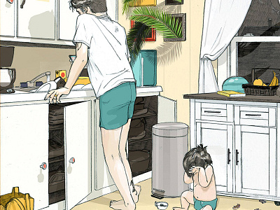 Book Illustration (Kitchen 1) WIP children drawing illustration interior design kids