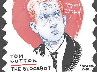 Tom Cotton arkansas illustration inktober lgbtq pen and ink portrait three color