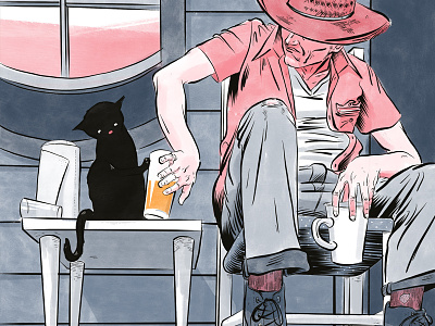 Chat the Beverage Tipper black cat chat chat noir orange juice