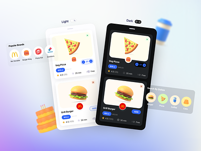 Food Selection Experience - UI Kit 3dicons compare darktheme deliverysystem filter foodexperience foodorder foodui iconset menu onlinefood onlinetracking orderconfirm ordertracking payment rating restaurant sorting uitrends