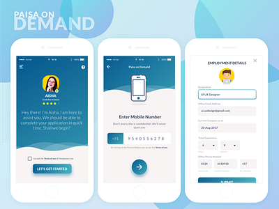 POD - Paisa On Demand app credit emi loan ui user onboarding web