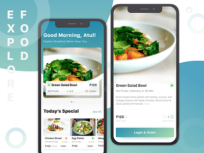 Food Ecommerce add to cart app concept app design breakfast detailpage dinner dish discovery ecommerce food food app food order food ratings food search foodmenu ios apps landing experience landing page ui listingpage login lunch order online