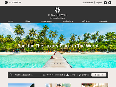 The Royal Travel animation branding design flat design landing page traveling ui uiux user webdesign