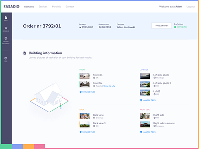 Fasadio - project management app architecture customer dashboard management startup ui user ux visual