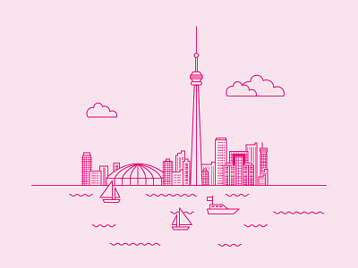 Canada's CN Tower boats buildings canada city cityscape cn tower illustration