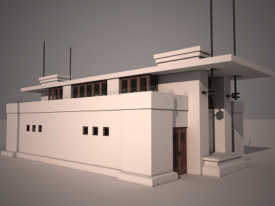 Frank Lloyd Wright Boathouse 3d cinema 4d vray