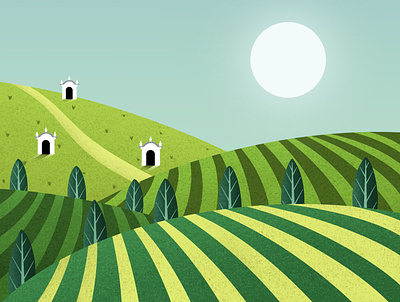 Moravia art artist colorful design digitalart dribbble green hills illustration illustrator procreate wine