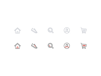 E-com Icons account cart home icon illustrator mobile search shoe shopping sketch web