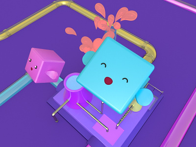 3D Illustration WIP 3d animation blocks character color cute fun geometric illustration progress render wip