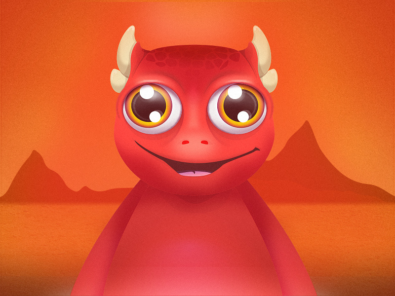 Red Monster Illustration dragon dinosaur animal illustration design character desert monster fire red