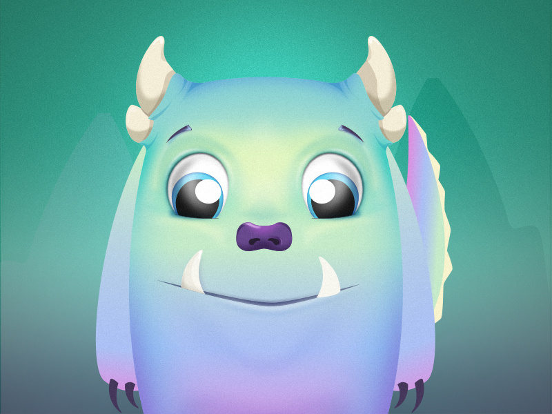 Blue Monster Illustration cute shadow design character illustration yeti monster ice blue