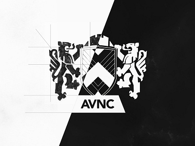 AVNC Logotype in progress black branding digital lion logo logotype progress shield sketch white