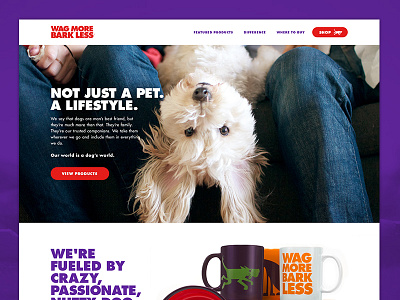 Wag More Bark Less clean dog flat lifestyle simple site toys ui
