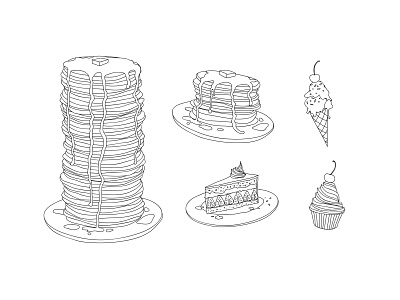 Desserts Vector Illustration hand drawn illustration lineart vector