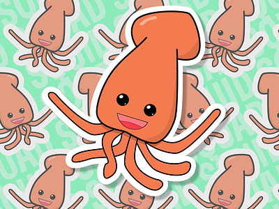 Squid! design illustration squid sticker vector