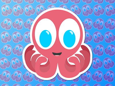 Octopus childrens design illustration octopus sea sticker