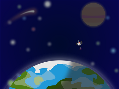 Satellite childrens cosmos design illustration planets satellite space