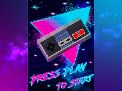 Retro Console Series - Press Play 1980s art design game art graphic design illustration nintendo outrun retro retrowave synthwave vaporwave