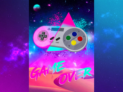 Retro Console Series - Game Over 1980s art console design game art graphic design illustration nintendo outrun retro retrowave synthwave vaporwave