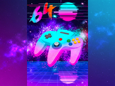 Retro Console Series - 64 1980s art console design game art graphic design illustration nintendo outrun retro retrowave synthwave vaporwave