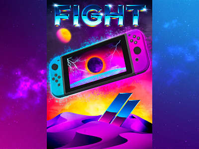 Retro Console Series - Fight 1980s art console design game art graphic design illustration nintendo outrun retro retrowave synthwave vaporwave