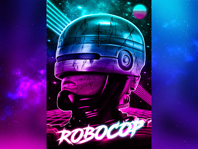 Retro-Horror - Robocop 1980s art design graphic design illustration outrun retro retrowave robocop sci fi science fiction synthwave type typography vaporwave