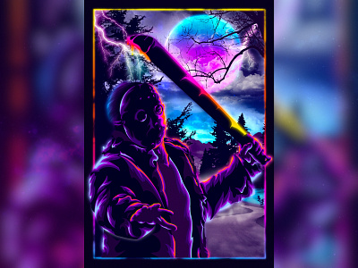 Friday The 13th ‘Welcome To Crystal Lake’ Poster 1980s art design digital art friday the 13th graphic design horror horror art horror movie illustration jason voorhees outrun retro retrowave synthwave vaporwave