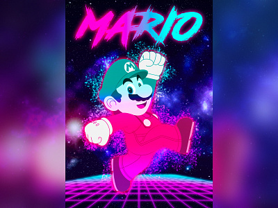 Super Mario Series - Mario 1980s art design game art gaming graphic design illustration mario nintendo outrun retro retrowave super mario synthwave type typography vaporwave