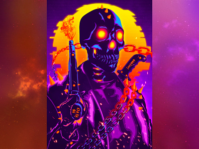 Ghost Rider ‘No Mercy’ Poster 1980s art design digital art digital illustration ghost rider graphic design illustration marvel outrun poster poster art retro retrowave synthwave vaporwave