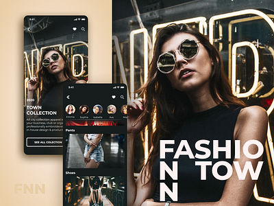 Fashion Town App app app design beauty black branding clothes fashion girl mobile mobile app mobile design mobile ui model modern photo screen style typogaphy