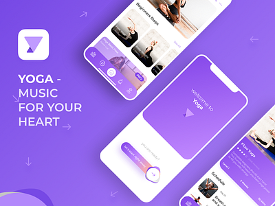 Yoga App app apple application branding fitness interface ios logo product design purple screen sport training ui web yoga