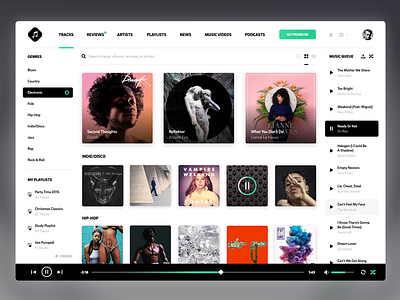Concept Music App app black dashboard design desktop interface music player queue ui website