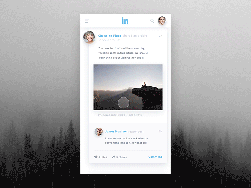 Linkedin Mobile Redesign article business card diffuse flat linkedin mobile network poll post