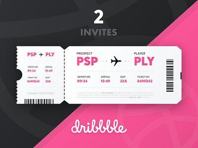 Dribbble Invite 2 competition dribbble invite plane player prospect ticket