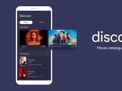 Discover. Movie Catalogue App Design app design flat ui