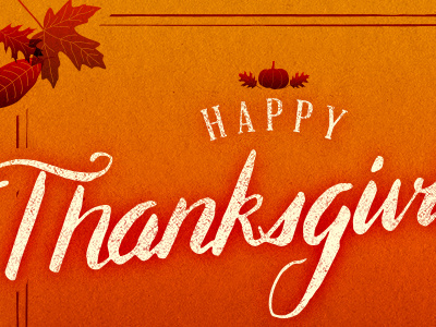 Happy Turkey Day! distress fall hand letter leaf leaves orange script thanksgiving turkey day