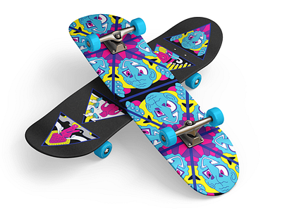 Madman printing skateboard bright characters crazy kaleidoscope madman skateboard triangle