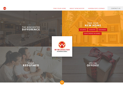 Big Button interface homebuilder website orange website design