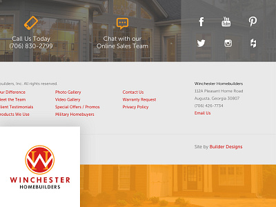 Big Button interface footer homebuilder website social media