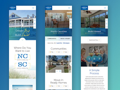 Logan Homes - Mobile Screens homebuilder mobile designs north carolina website design