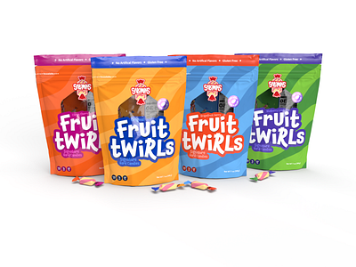 Fruit Twirls 3d branding design graphic design package design