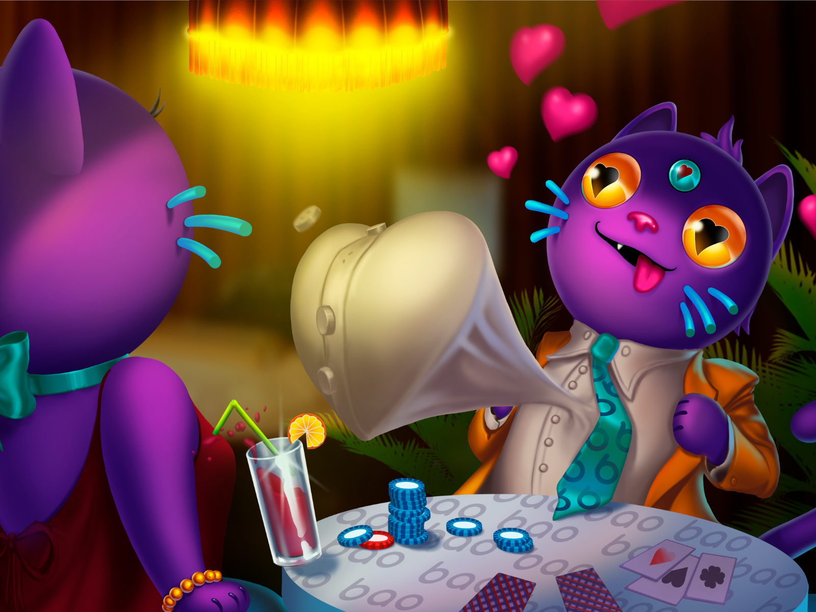 ❤️ Bao Casino - Valentine Day Promo illustration art cat baocasino character casino 14 february valentine day