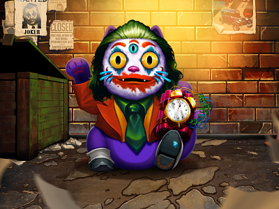 Joker Bao Cat baocasino casino cat character illustration joker maneki neko manekineko