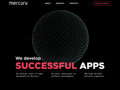 mercury site — first screen brand design development digital first screen landing minimalism site design ui