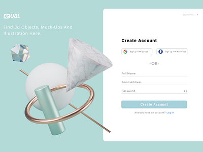 CREATE ACCOUNT 3d branding landing ui website