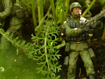 what was that? jungle miniature photography sci fi soldier
