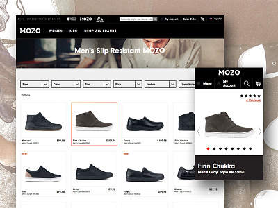 Shoes for Crews e-commerce ecommerce filters footwear grid product shoes