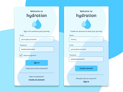 Hydration - Mobile Signup/Login Screen